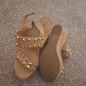 TORRID Tan Studded Wedge Sandals